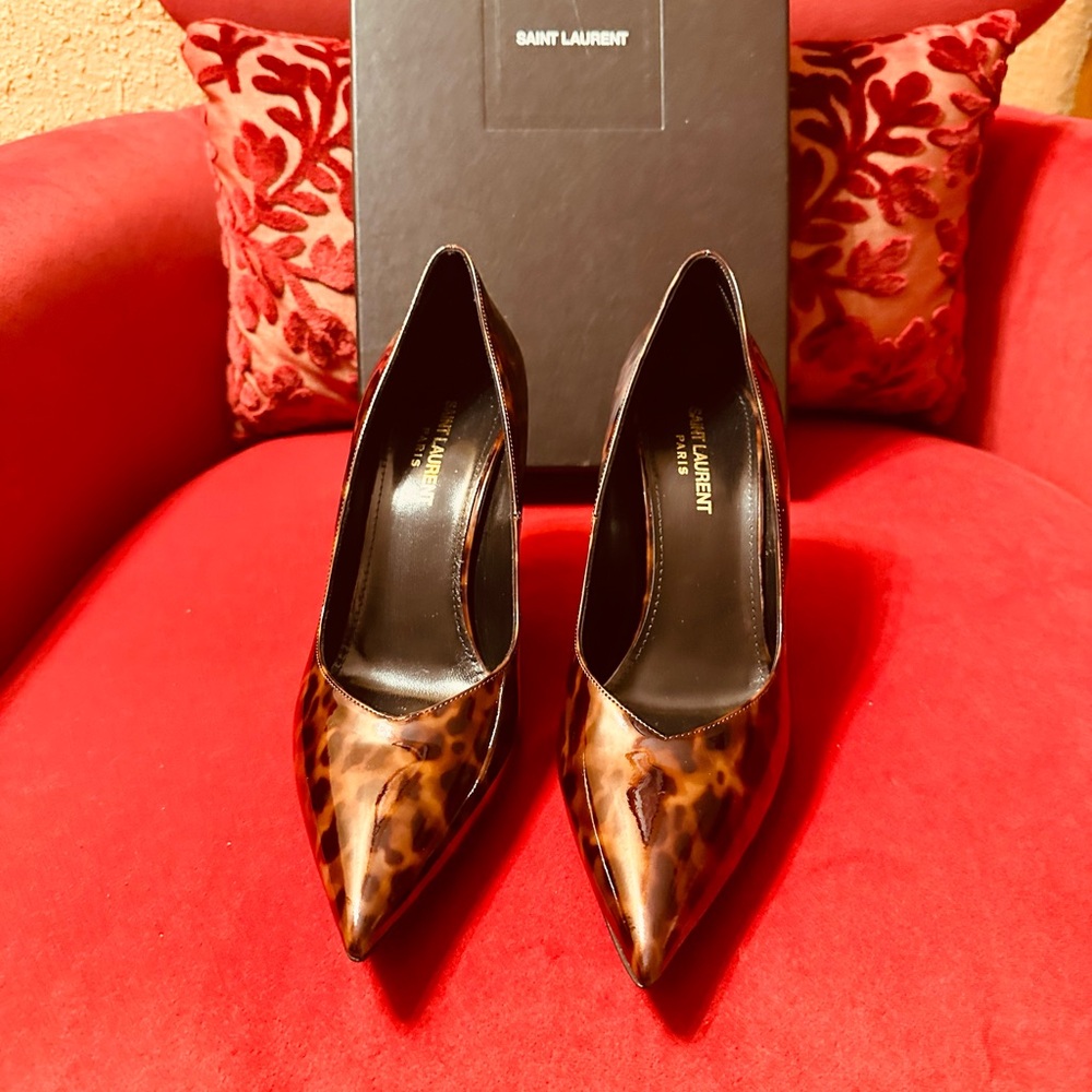 Saint Laurent Brown Leopard Heels